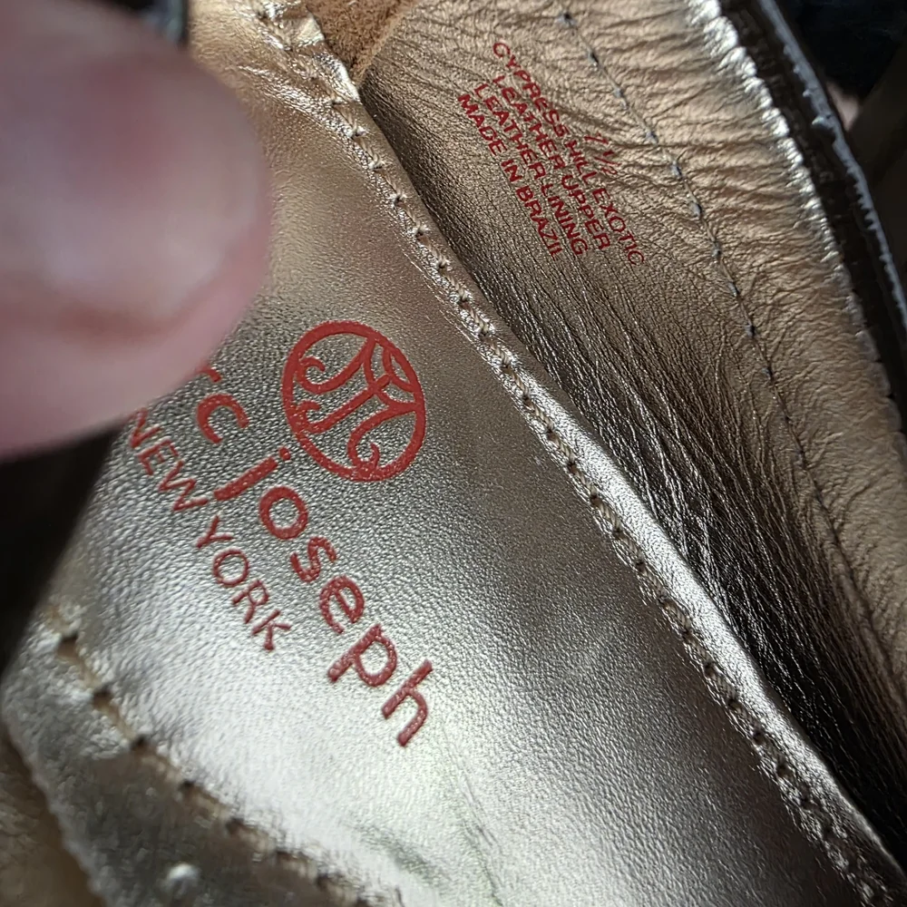 Marc Joseph Black and Red Snakeskin Flats - Picture 7 of 8